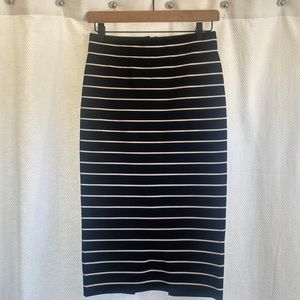 Good American Black & White Striped Pencil Skirt